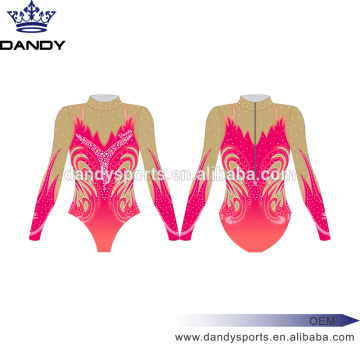 Awọn apa aso gigun awọn leotards gymnastics sublimated fun awọn ọmọbirin