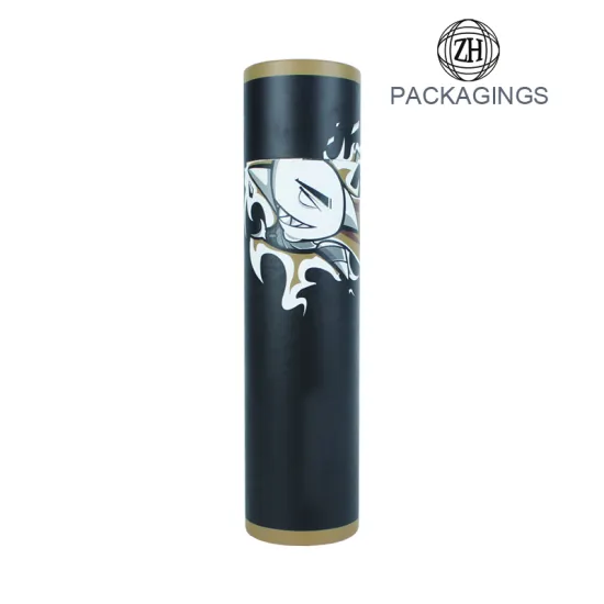 New designed black t shirt paper packaging tube