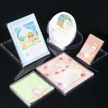 Display Plastic Table Stand Calender 2023 Jewel CD Calendar Case Desktop Calendar Stand Clear Acrylic Calendar Stand Holder