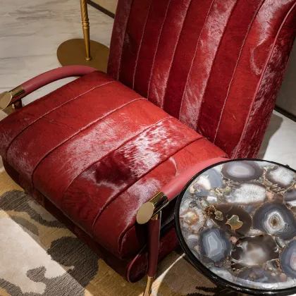 Modern Italian High Luxury Furniture Designer Sofa Chair Noble Wine Red Villa