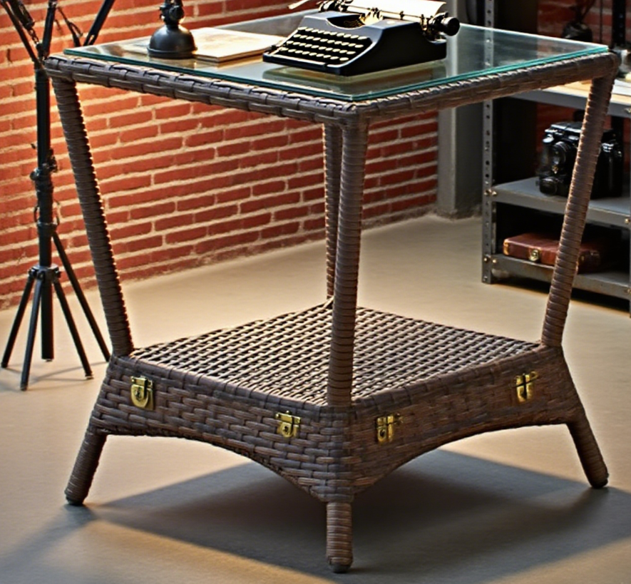 PE rattan patio table