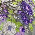 Tela de bordado de lentejuelas violeta de verano