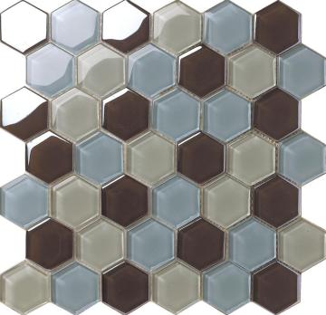 Color Mixed Crystal Glass Hexagon Mosaic