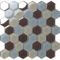 Brown Hexagon Crystal Glass Mosaic Tile