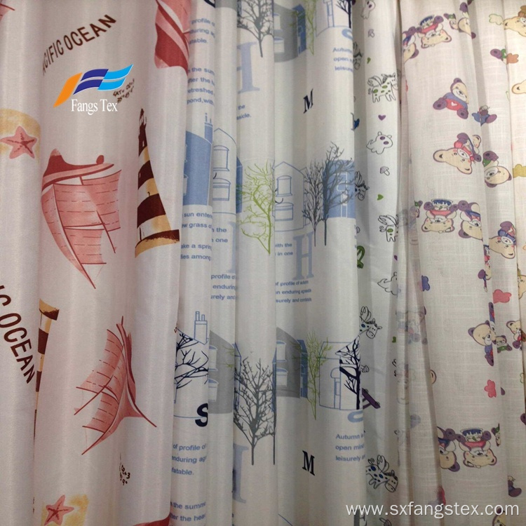 Polyester Sheer Printed Childre's Window Curtain Fabric