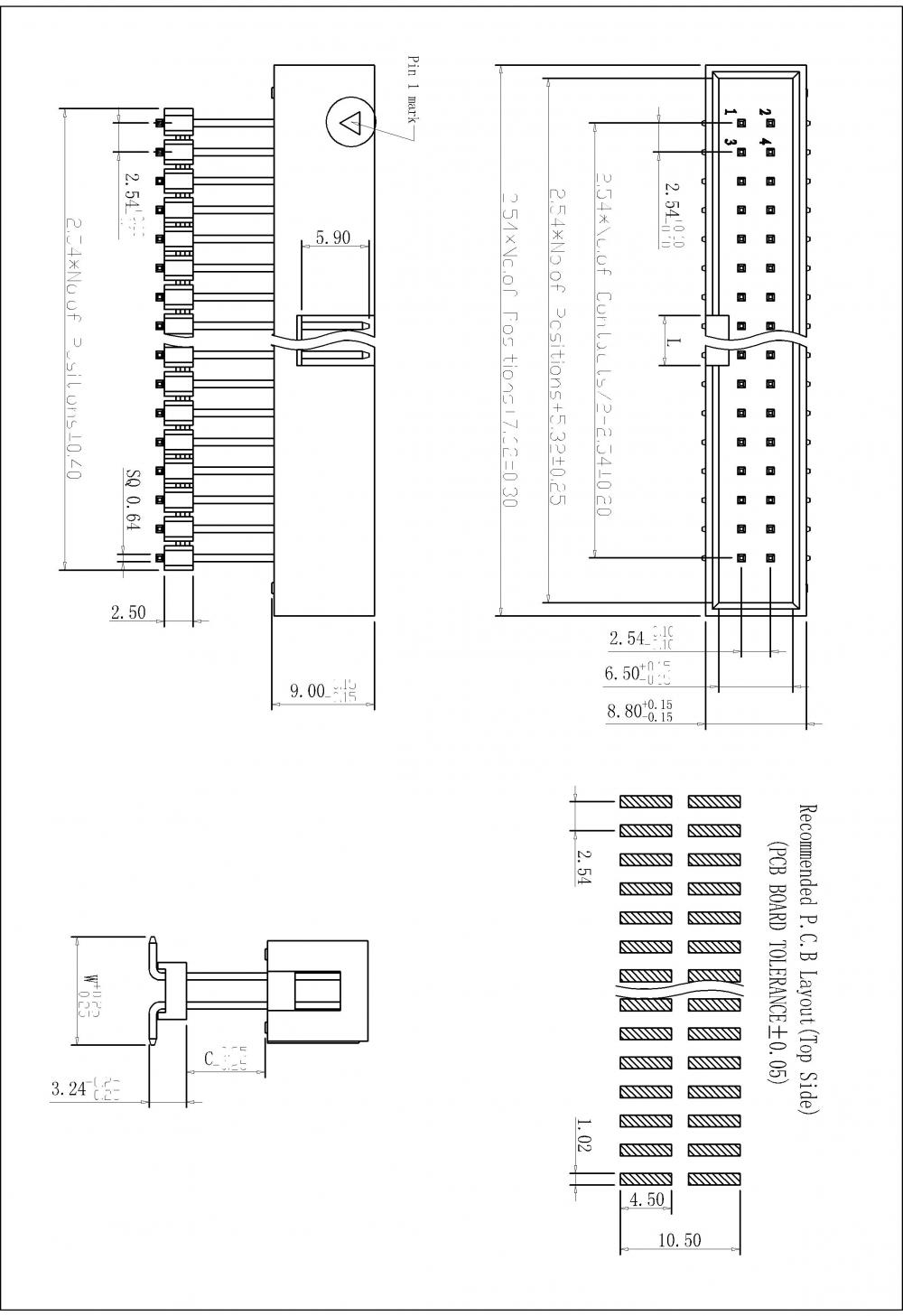 0,100 &quot;2,54 mm) Dual -Row -Box -Header gerade SMD Fügen Sie Gehäuse hinzu