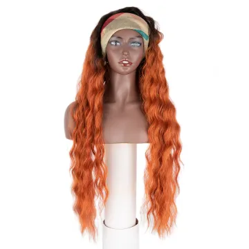 38 inches long natural fashion color wholesale hair wigs for black women High Temperature synthetic hair deep wave headband wig