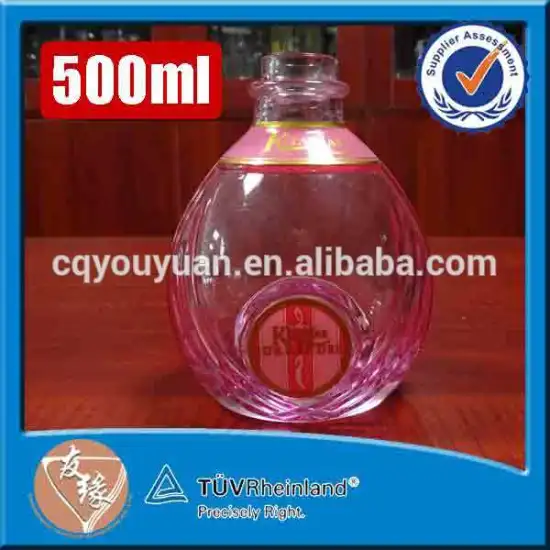 transparent pink custom brand logo 500ml empty refillable cheap glass bottles for hand sanitizer
