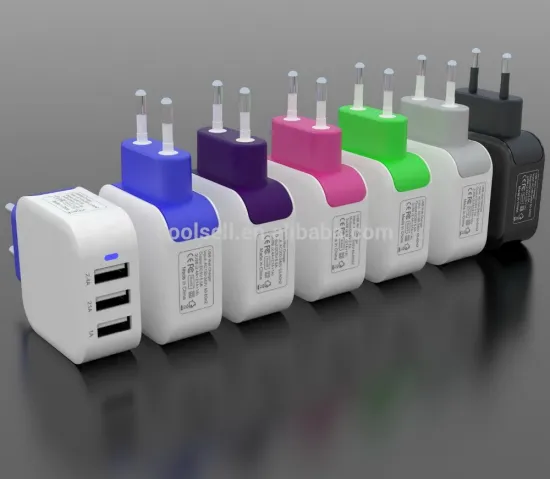 Best Price USB Europe Standard Wall Charger with 3 Ports/DC 5V 2.4A~4.8A Travel Charger