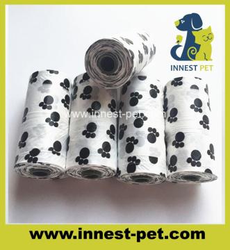 paw printing white dog poop bag