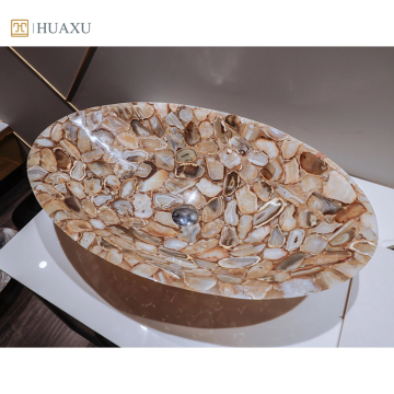 Huaxu Agate Vanity Top Wash Basin Sink
