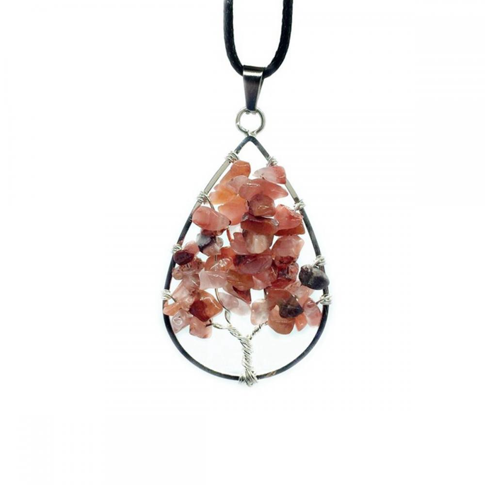 Arbre de vie pierre de naissance pendentif en argent sterling collier bijoux cristaux de guérison naturels collier de Quartz pour unisexe