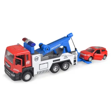 1:50 Scale Friction Toy Vehicle Metal Car Play Set with Light and Sound Effects: Model Truck and Alloy Tow Truck Toy