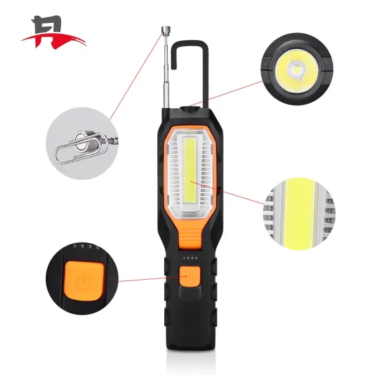 Portable Magnetic LED Work Light with USB Rechargeable Flashlight and Hanging Hook