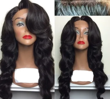 Wholesale glueless lace wig body wave middle part brazilian hair full lace wig with baby hair / Lace front wig