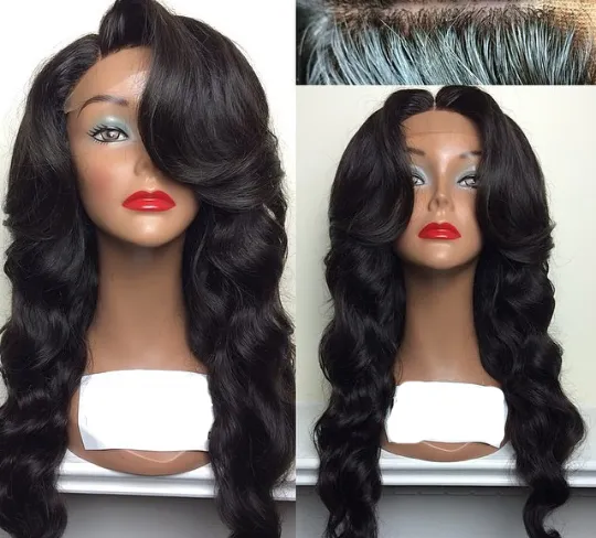 Wholesale glueless lace wig body wave middle part brazilian hair full lace wig with baby hair / Lace front wig