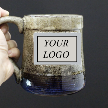 Custom 600ml Handcrafted Ceramic Beer Stein with Logo Medallion