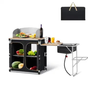 Storage Organizer Portable Windscreen Camping Sink Folding Side Camping Table