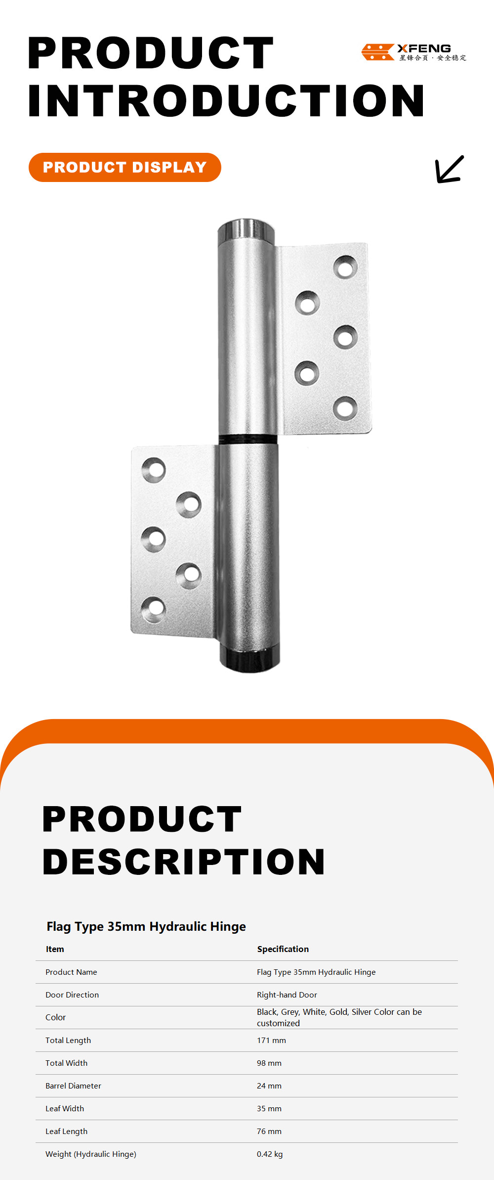 4-Flag Type 35mm Hydraulic Hinge-x