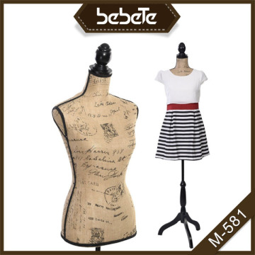 Female Mannequin Torso Dress Form Display W/ Black Tripod Stand (Brown)