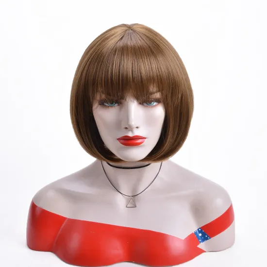 Aishili wholesale gold brown short bob hair remy hair kinky straight frontal synthetic wigs for women