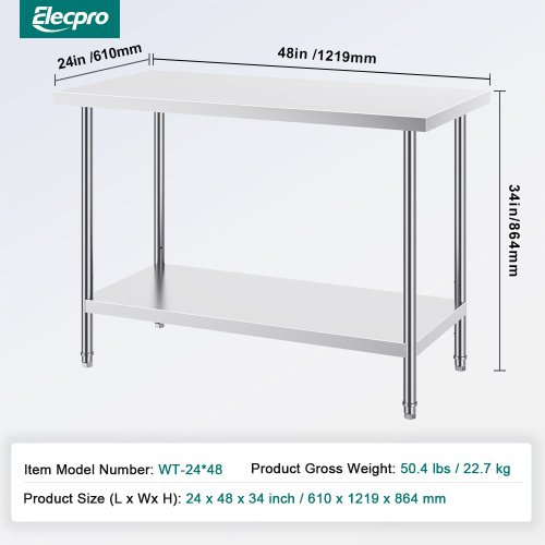 China Stainless Steel Prep Table With Under Shelf Factory