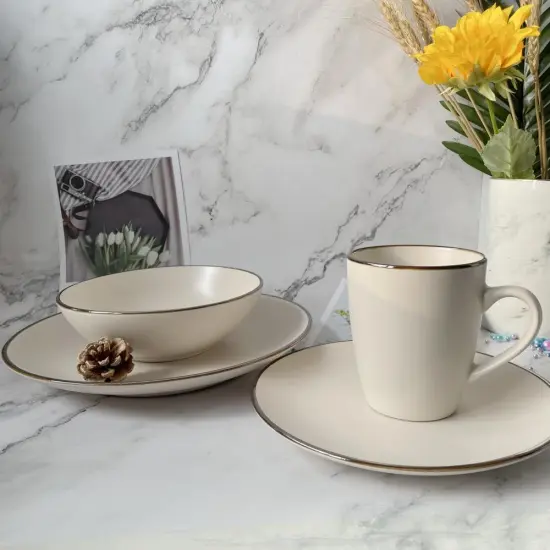 white color glaze stoneware dinner sets