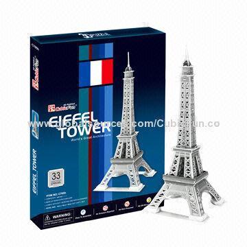 3D Paper Model with Silver Eiffel Tower Design