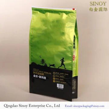 10kg large quad seal pet food bag slider zipper flat bottom cat food bag plastic dog food packaging