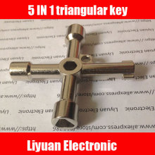 1pcs 5 IN 1 elevator Multifunction Key / Train Triangle Key / Metro Faucet Water Meter Valve Four Corner Key