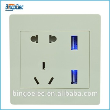 5pin socket with double usb wall socket,output 5V,2.1A