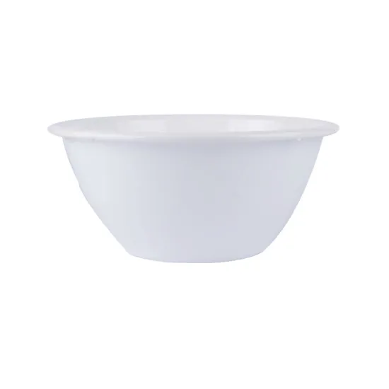 Custom 1500ml Salad Rice Noodle Curly Edge Painted Black Rim Enamel Footed Bowl