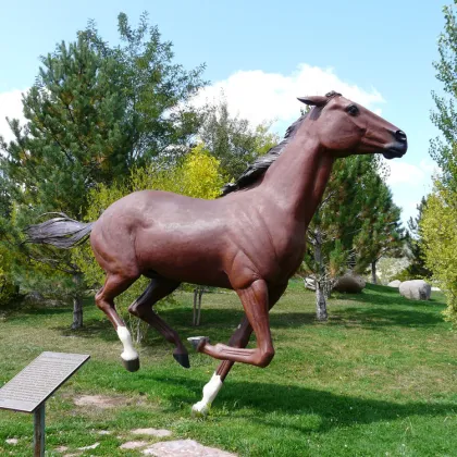 galloping horse treading on a flying swallow for garden statue