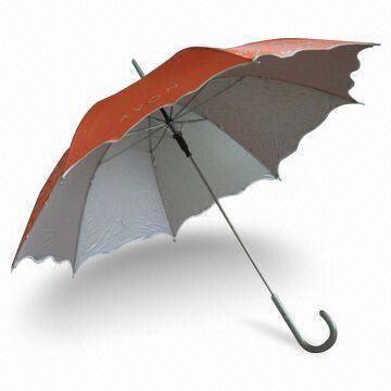 Umbrella, Made of Polyester, with Silver Fabric and J Shape Handle, Customized Colors are Welcome
