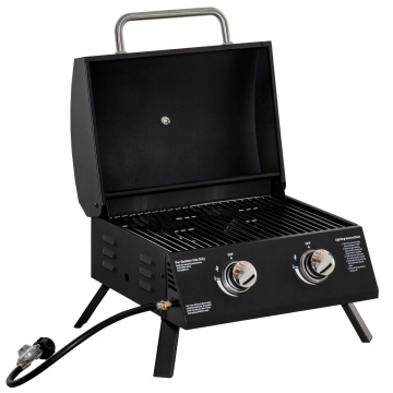Folding Legs Mini Portable Outdoor Table Top 2 Burner Gas Grill for Out Cooking Picnic RV BBQ