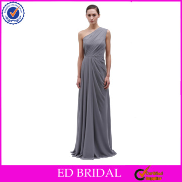 NC215 Elegant One Shoulder Long Grey Chiffon Cheap Bridesmaid Dresses