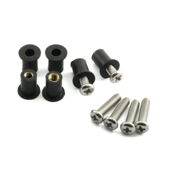 M5 Rubber Well Nuts with Brass Insert and Stainless Steel Screws