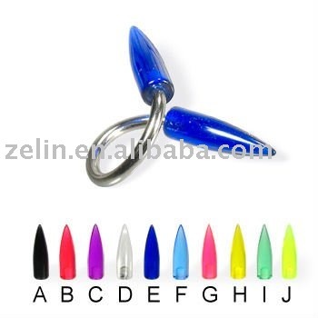 Acrylic spike straight barbell, body piercing eyebrow jewelry