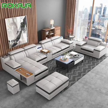 Modern L Shape Leather Modular Sofa for Living Room
