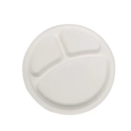 10 '' 3 Compartment Eco-friendly Products Sugarcane Plate