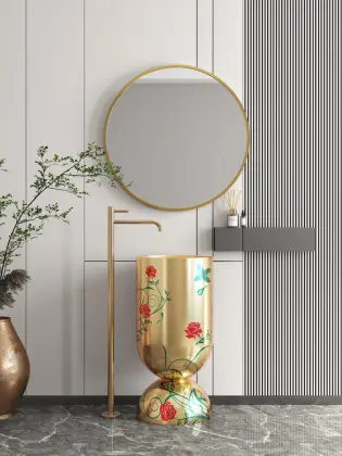 Lavatory Vertical basin stainless steel in Golden