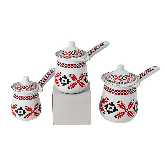 Good Quality Style of Turkish Red and Black Grid Enamel Coffee Pot Coffee Warmer