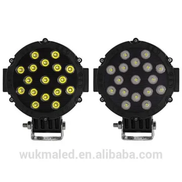 Black 51W Round LED Light 7" Spot Work Off Road Fog Driving Roof Bar Bumper 4x4 UTV