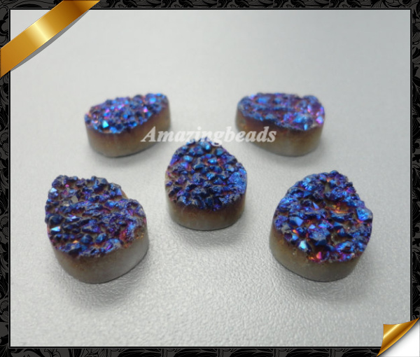 Druzy Agate Beads, Jewelry Stone Durzy, Durzy Cabochon, 12X16mm Teardrop Druzy (YAD030)