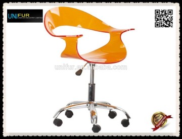 Wheeled acrylic swivel chair with backrest and backrest