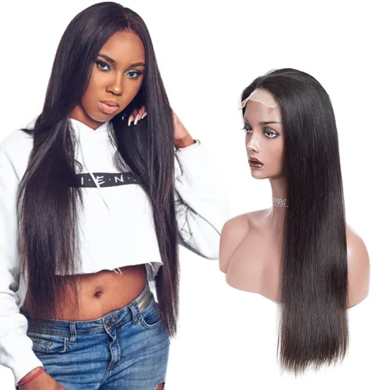 factory store 4*4 closure 100% virgin 360 straight brazilian hair frontal hd wig full lace front cuticle aligned human hair wigs