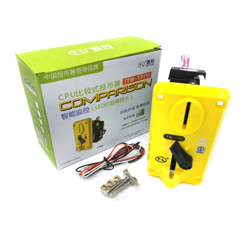 Yellow Plastic Panel Coin Acceptor For kinds Coins