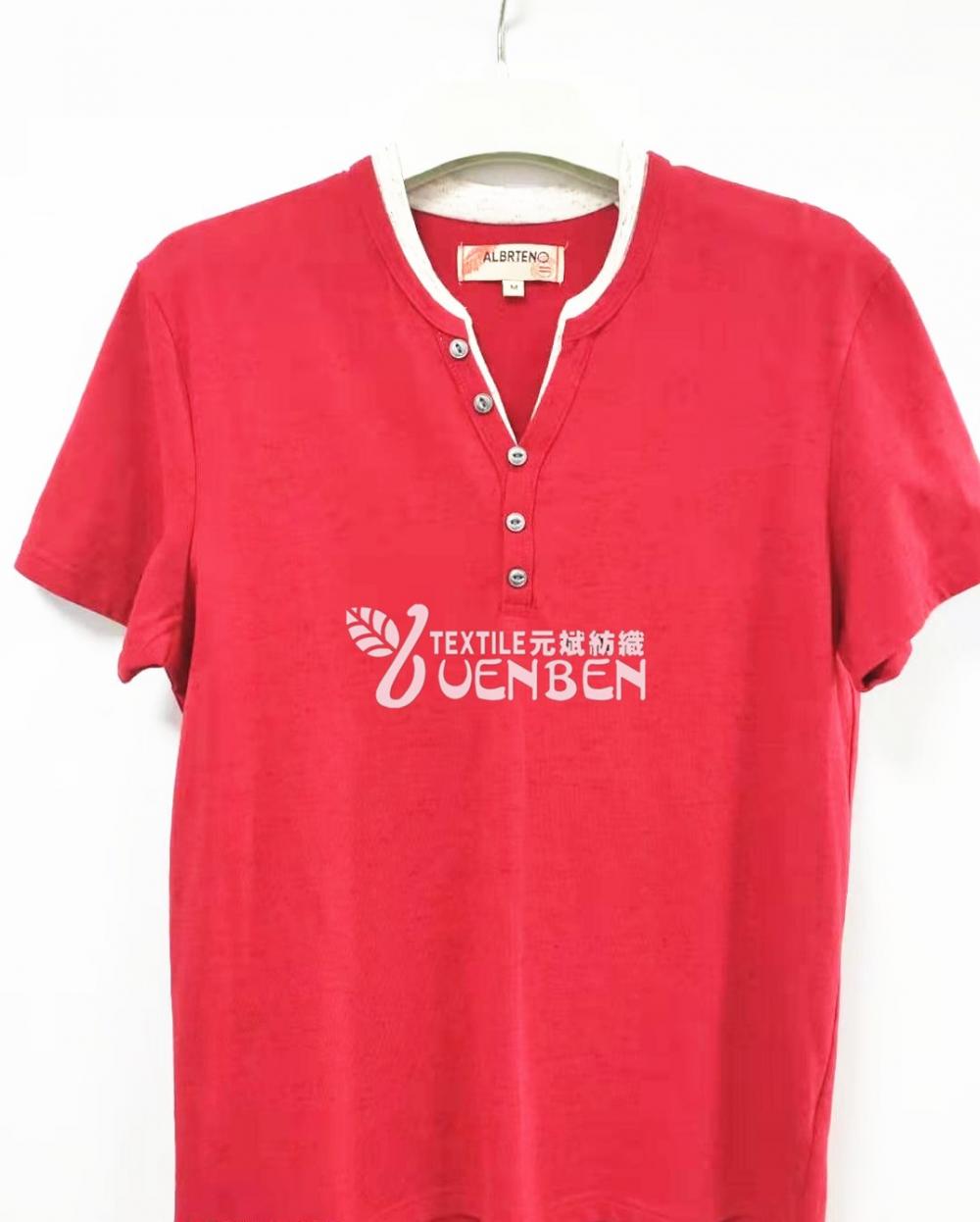 T-shirt col V en jersey flammé chiné pour homme