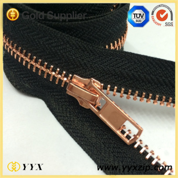 Fashion Rose Gold Teeth Metal Zipper