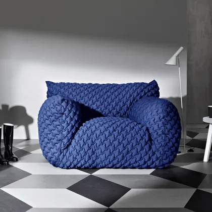 High-End Italian Fabric Sofa: Button Design, Comfortable Leisure Furniture